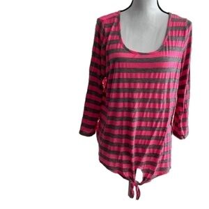 ⚡️ HP ⚡️𝅺NWOT, NO BOUNDARIES, Pink Stripes, Lace, Top, Plus Size 2X,
